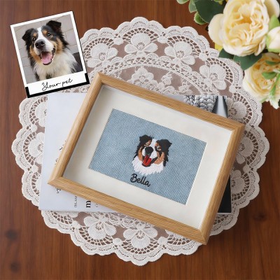 Custom Embroidered Pet Portrait – Personalised Dog or Cat Memorial Keepsake,Unique Frame Gift For Pet Lovers,Birthday Gift