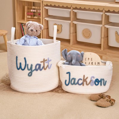 Personalised Handmade Baby Basket with Name Toys Storage Basket Baby Shower Gift Newborn Gift 