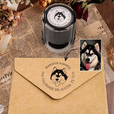 Custom Pet Portrait Address Stamp Personalised Return Address Stamp Gifts for Dog Lovers Memorial Gift for Pet Lovers