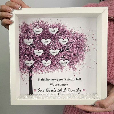 Personalised Cherry Family Tree Heart Names for Mum
