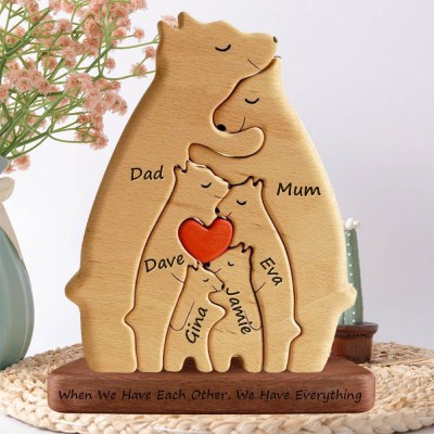 Personalised Hugging Bear Family Name Puzzles