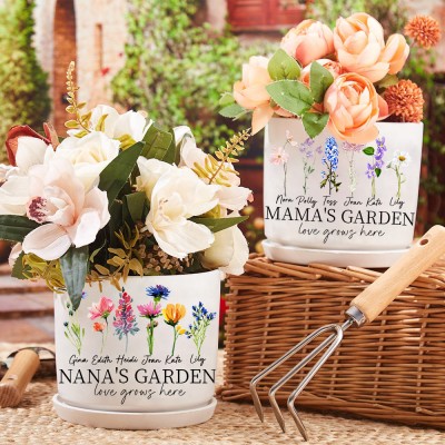 Personalised Mum's Garden Birth Flower Pot Mother's Day Gift