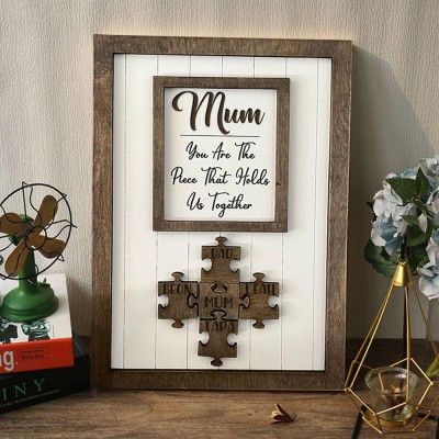 Personalised Wooden Puzzle Name Sign for Mum