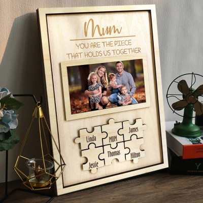 Personalised Family Photo Wooden Puzzle Frame for Mum