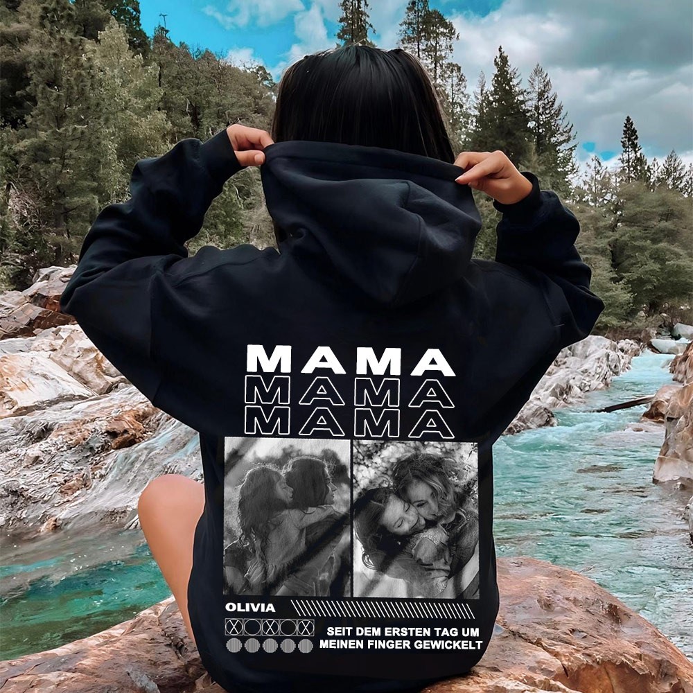 Personalisierter Mama-Foto-Hoodie mit Namen, Geburtstagsgeschenk für Mama und Oma, einzigartige Geschenkidee zum Muttertag