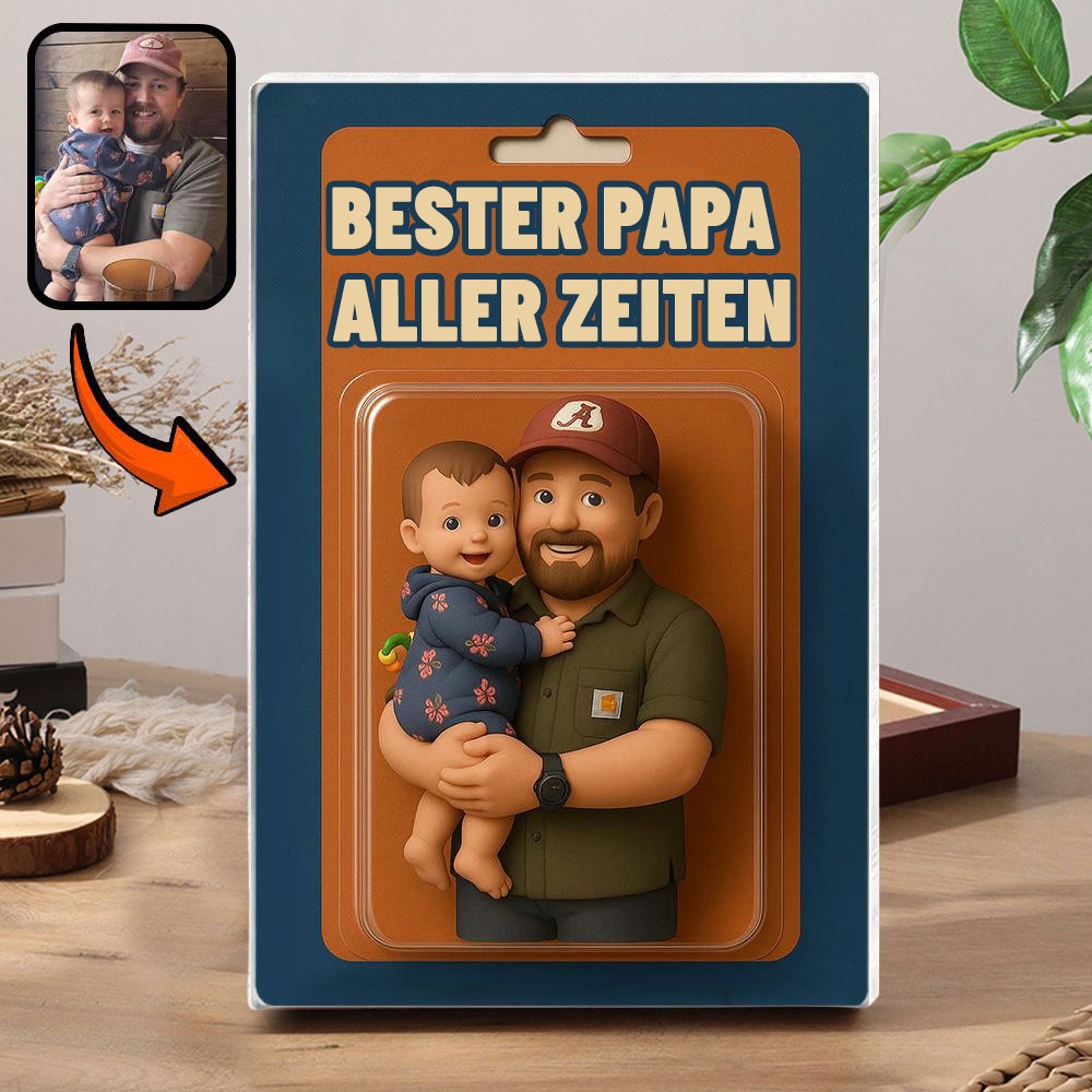 Das beste Papa-Brett mit personalisiertem Foto, Activity-Figur für Papa und Kind, Acrylbaustein, einzigartiges Geschenk für Papa, Geschenk zum Vatertag