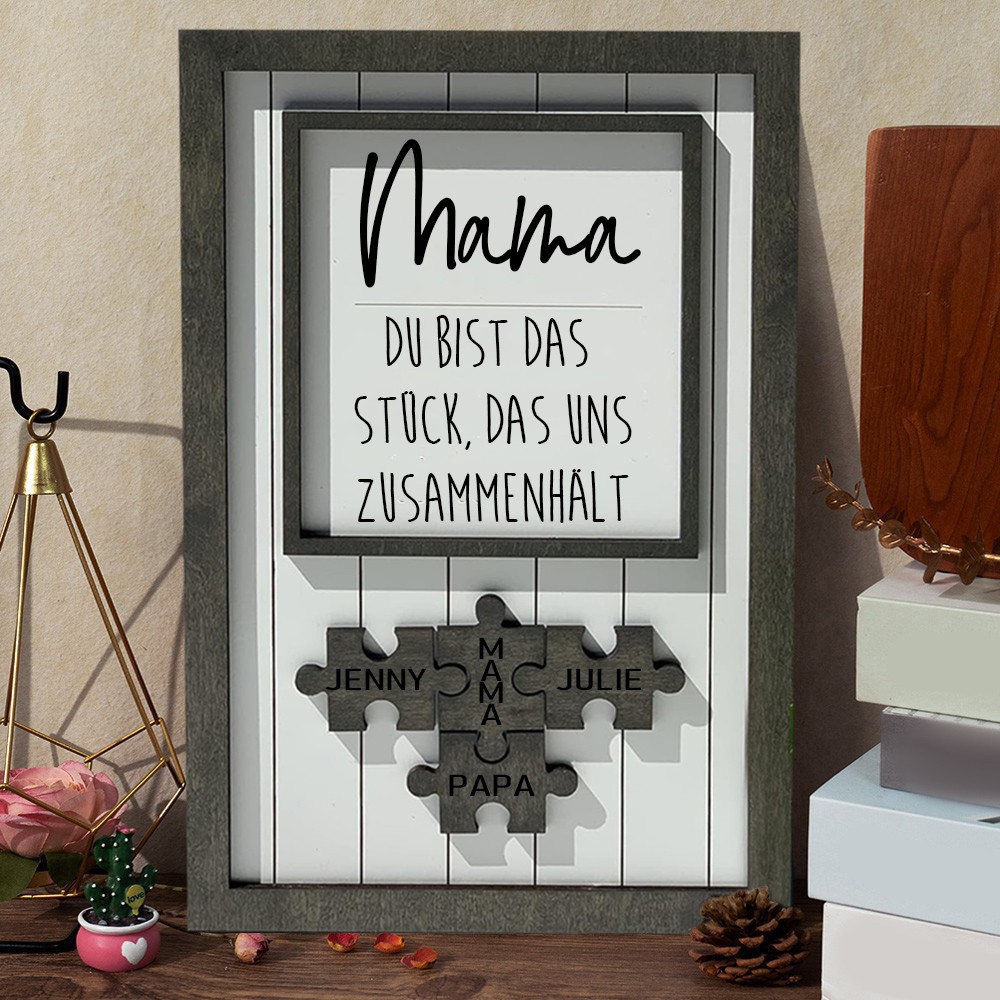 Muttertags-Puzzle-Schild, personalisiertes Mama-Schild, Stück, das uns zusammenhält, Muttertagsgeschenk, personalisiertes individuelles Geschenk, Geschenk für Mama