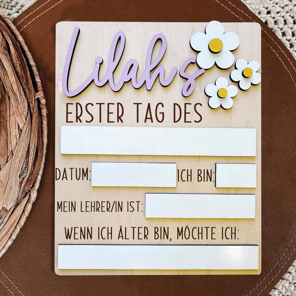 Benutzerdefiniertes Schild mit Gänseblümchenmotiv für den ersten Schultag, Mädchen, Schulanfang, Tafel, Geschenkideen für Kinder