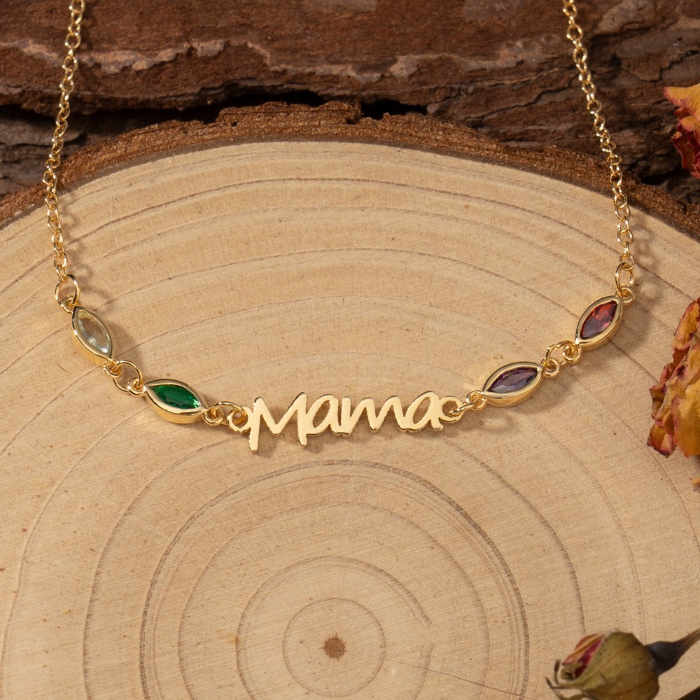 Personalisierte Mama-Geburtsstein-Namenskette – Einzigartige Geschenke für Mama, Oma, frischgebackene Mütter, Muttertagsgeschenke