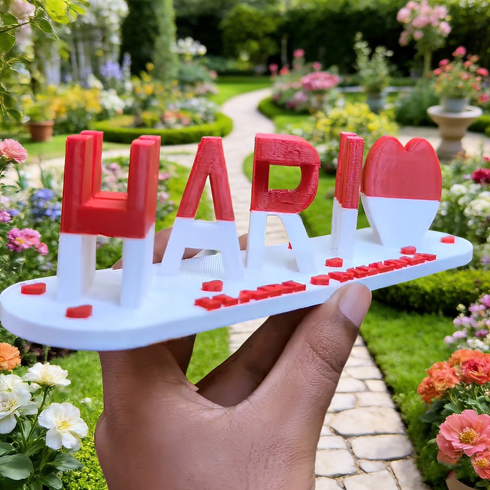 Personalisierte 3D-gedruckte Namensschilder mit optischer Täuschung für Paare – Geschenkideen zum Jahrestag und Valentinstag.