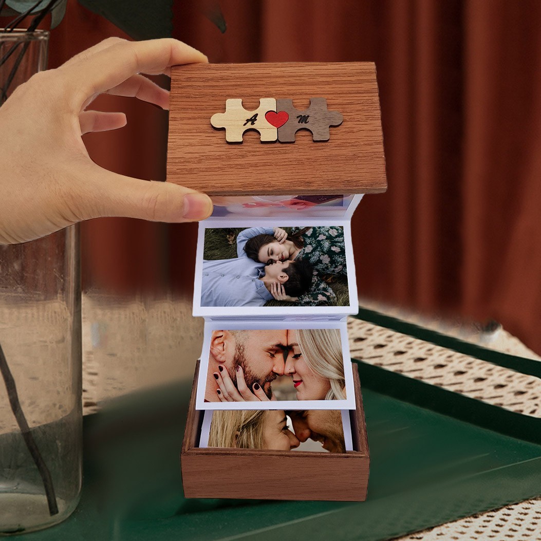 Personalisiertes Paar-Holzpuzzle zum Herausziehen, Fotoalbum-Box, einzigartige Geschenke für Paare, Jahrestagsgeschenkideen, Valentinstagsgeschenke