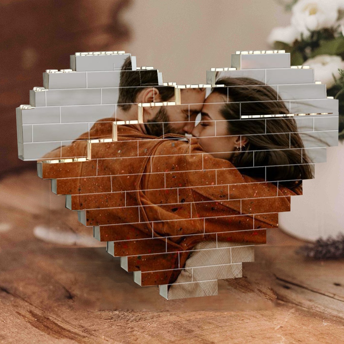 Individuelles herzförmiges Foto-Baustein-Puzzle für sie, Valentinstagsgeschenk für Paare, Geschenkideen zum Jahrestag