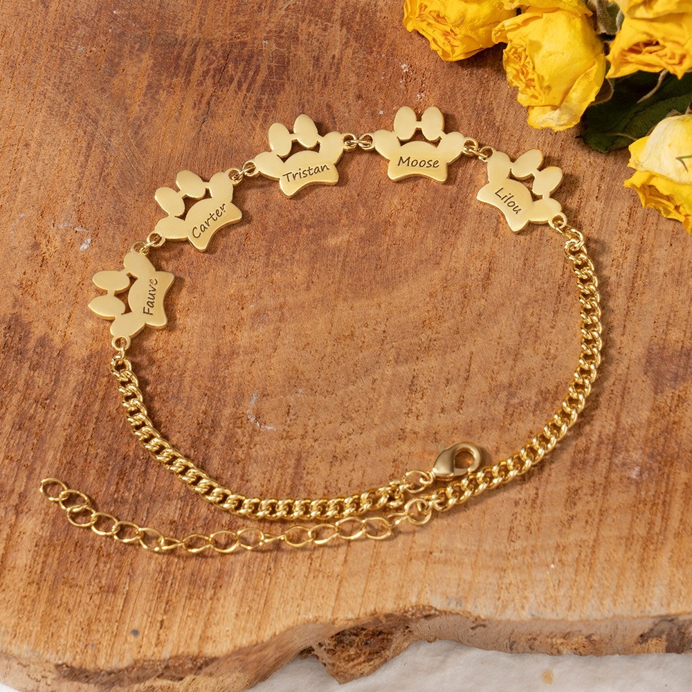 Personalisiertes Armband mit Pfotenabdruck und Namensgravur – Erinnerungsgeschenk für Hundebesitzer, einzigartiges Geschenk für Tierliebhaber, Geburtstagsgeschenk für sie.