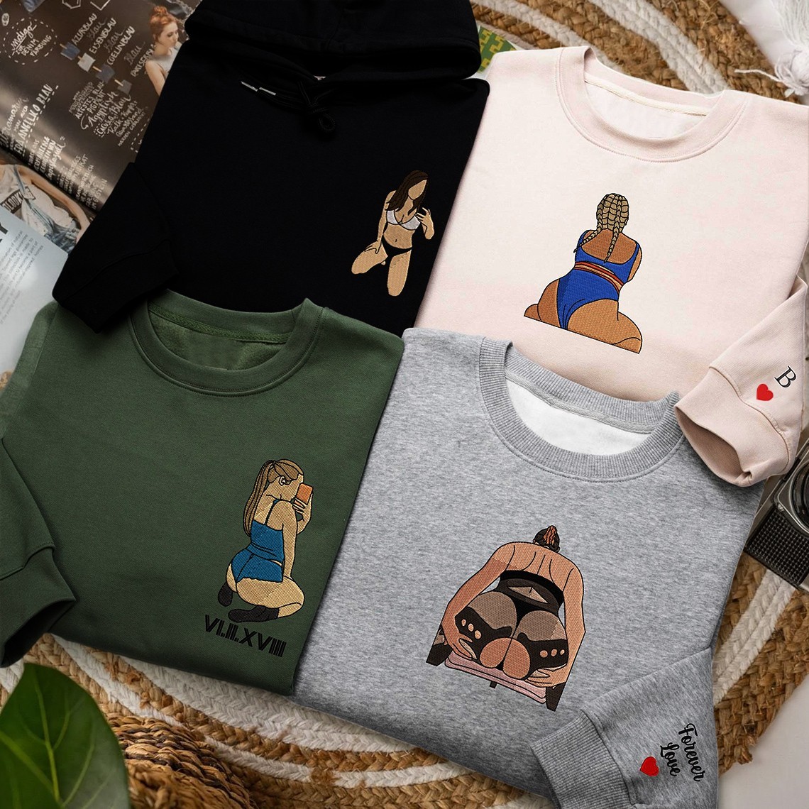 Individuell besticktes Spicy Portrait Sweatshirt von Fotogeschenken für Freund, Ehemann, Jahrestagsgeschenk, Valentinstagsgeschenke für Ihn