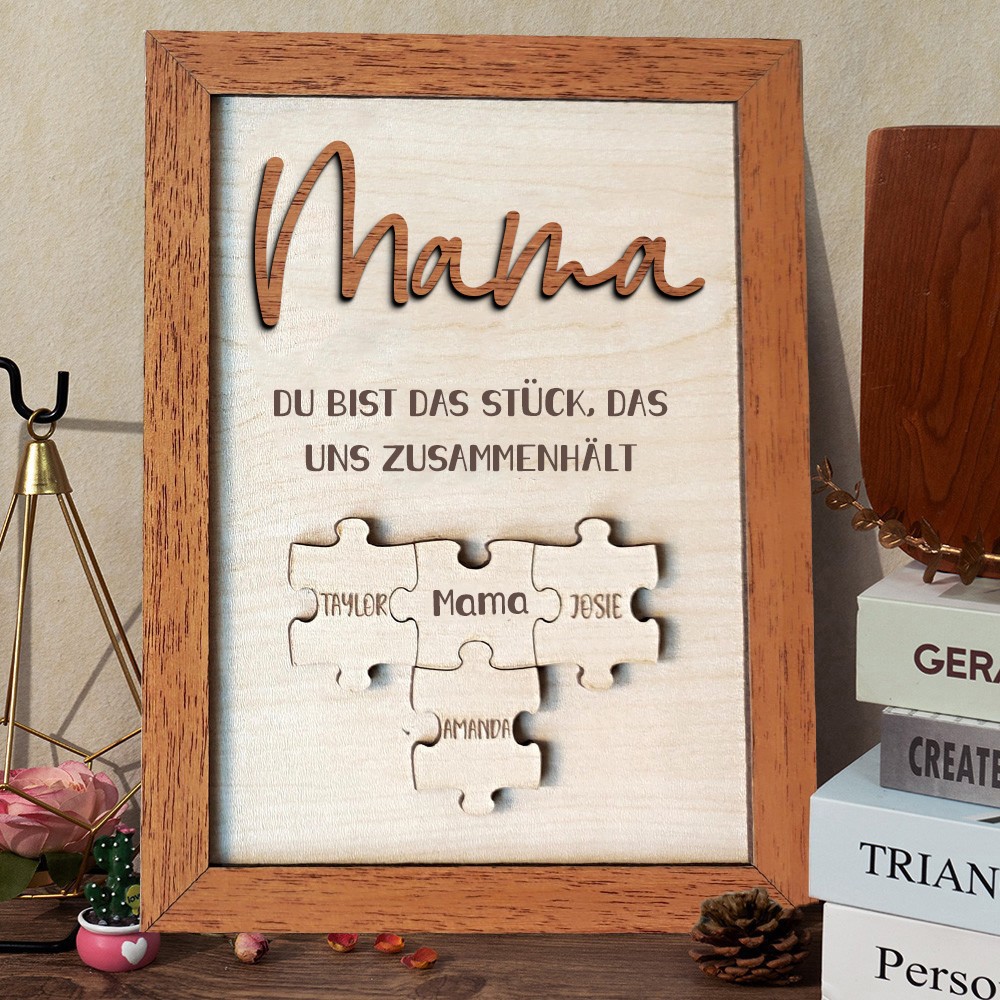 Personalisiertes Muttertags-Puzzle-Schild aus Holz, Mama-Puzzle, Familien-Puzzle-Schild, Geschenke für Mama Oma, individuelles Puzzle-Schild, Wohndekor-Geschenk