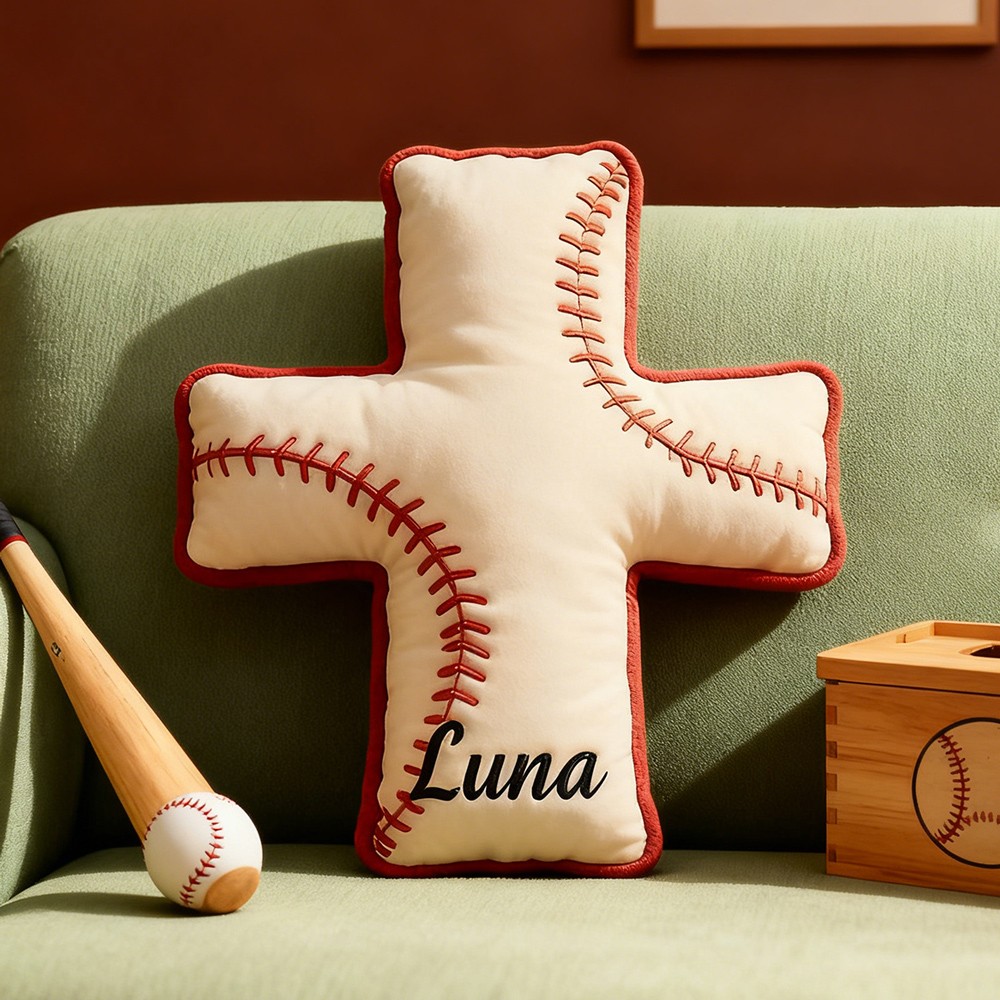 Personalisiertes Baseball-Kreuz-Kissen mit individuellem Namen – Geschenkidee für Baseballfans, Weihnachtsgeschenk für Baseballliebhaber