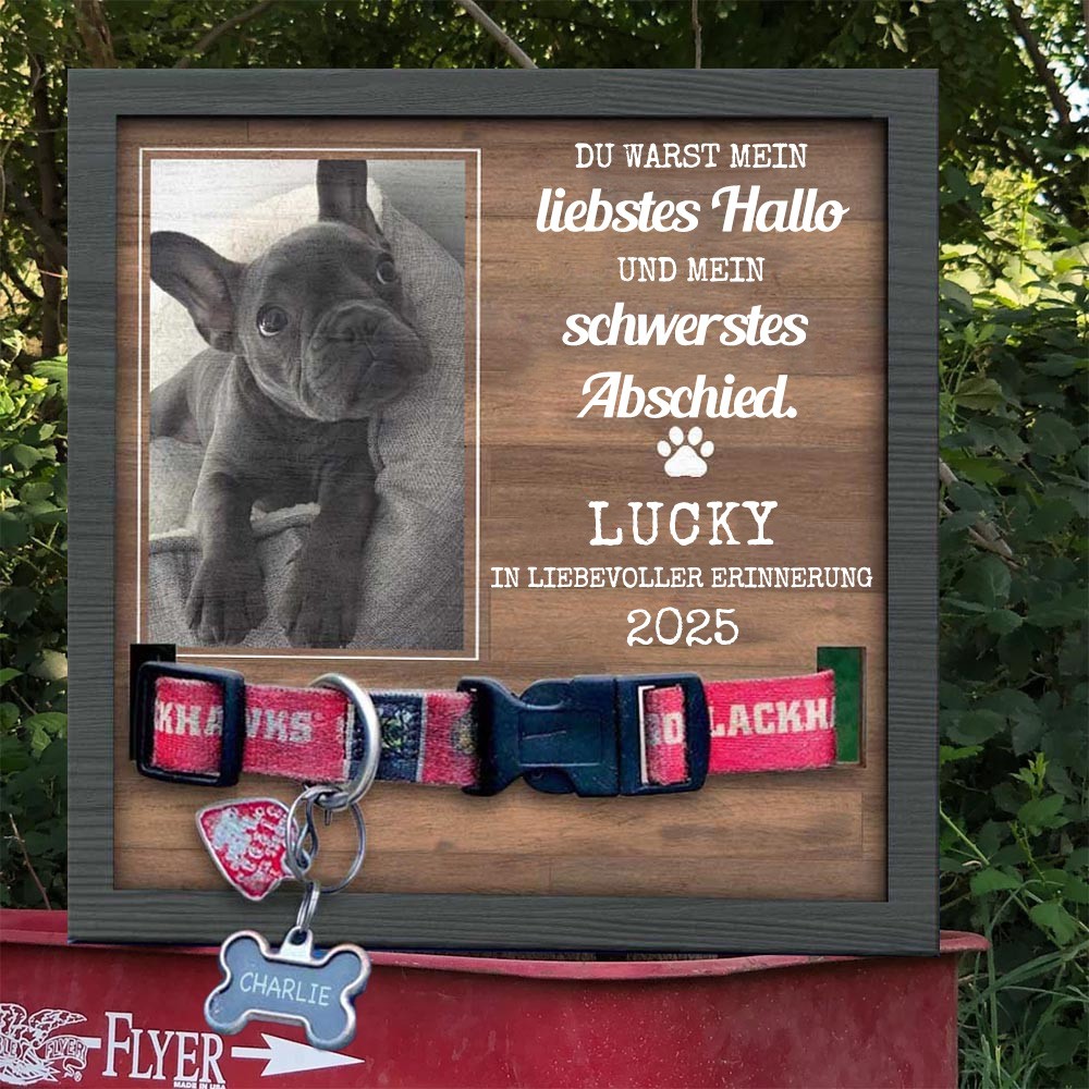 Individuell gestalteter Gedenk-Halsbandrahmen für Haustiere – Trauergeschenk für Tierliebhaber
