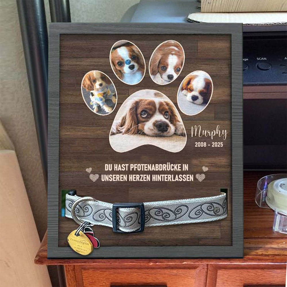 Individuell gestalteter Haustier-Fotorahmen mit Halsbandhalter – Geschenkidee zum Gedenken an verstorbene Haustiere für Tierliebhaber