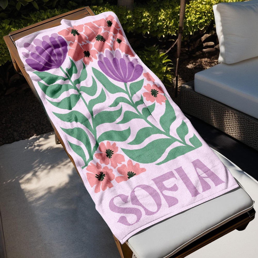 Personalisiertes Retro Strandtuch mit Namen,Groovy Vibes Strand,Retro Blumenhandtuch,Poolhandtuch,Junggesellinnenabschied,Urlaubsgeschenk,Sommerreisehandtuch