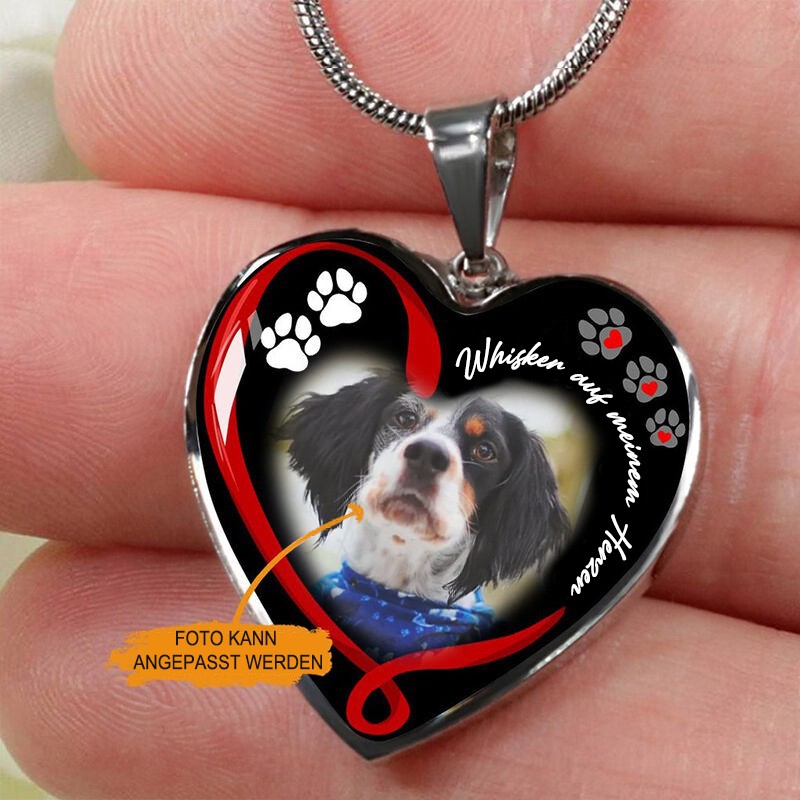 Personalisierte herzförmige Haustier-Foto-Gedenkhalskette mit Namen, einzigartiges Andenken-Geschenk für Haustierliebhaber
