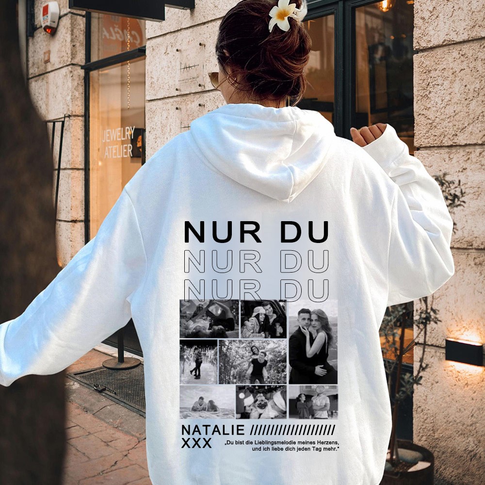 Nur Du Personalisiertes Foto-Sweatshirt mit Namen und Aufdruck für Paare, einzigartiges Geburtstagsgeschenk für die Frau, Hochzeitstagsgeschenkideen
