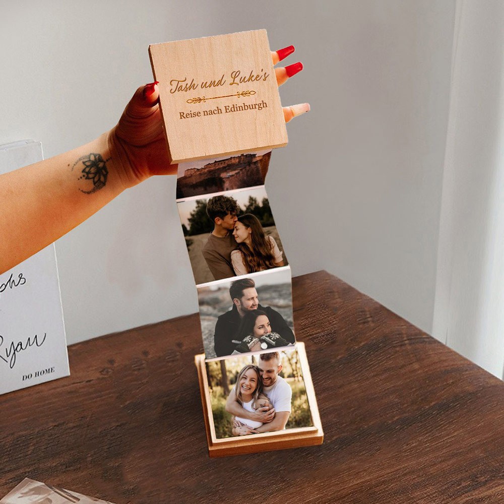 Personalisierte ausziehbare Fotobox aus Holz, einzigartige Geschenke für Paare, Jahrestagsgeschenk für ihn, Valentinstagsgeschenke für den Freund