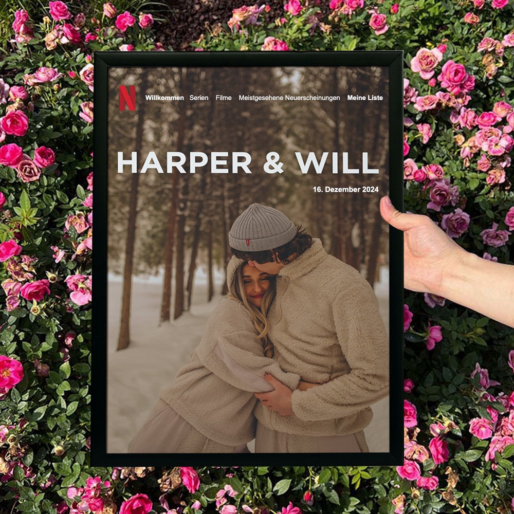 Anpassbares Netflix-Poster & personalisierte Wandkunst mit Bild im Inneren. Einzigartiges Namensgeschenk für Paare. Valentinstagsgeschenk. Jahrestagsgeschenk.