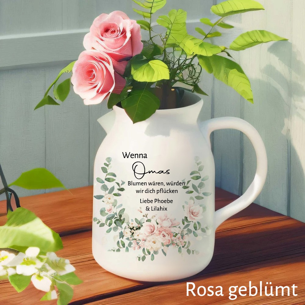 Personalisierte "Omas Garten" Geburtsblumen Druck Familienvase mit Enkelnamen Einzigartiges Geburtstagsgeschenk für Mama Oma Muttertag Geschenkideen Omas Geschenke