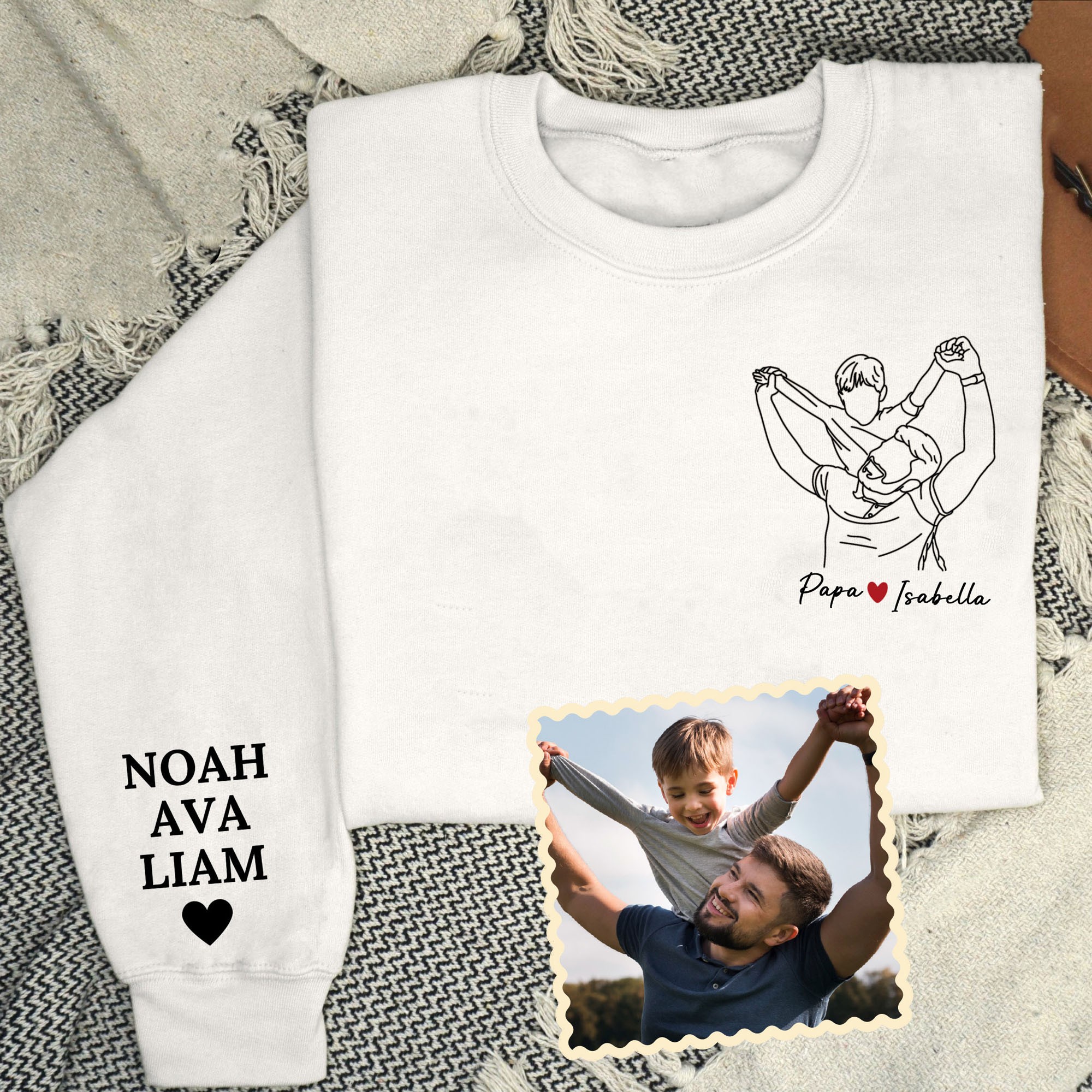 Personalisiertes Papa-Sweatshirt-Portrait vom Foto, personalisiertes Papa-Portrait-Sweatshirt, personalisierte Geschenke für Papa, Vatertagsgeschenk, Weihnachtsvater