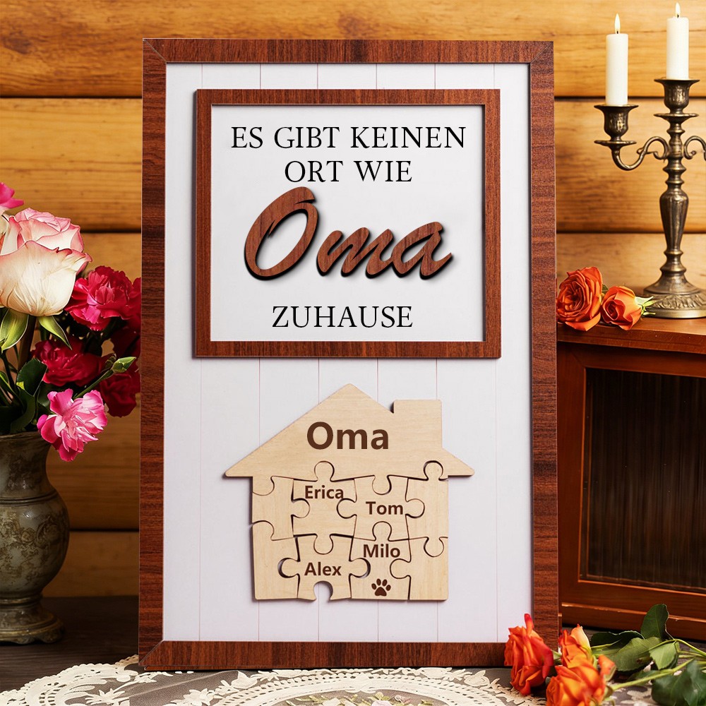 Mama, du bist das Puzzleteil, das uns zusammenhält – personalisiertes Namensschild mit Puzzleteil und Kindernamen – Geschenkidee zum Muttertag