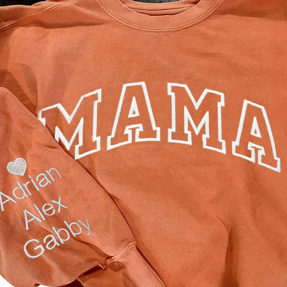 Benutzerdefinierte Mama bestickt Sweatshirt Hoodie mit Kinder Namen für Muttertag Geschenk