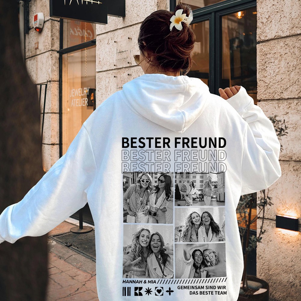 Personalisiertes "BESTE" Sweatshirt Hoodie mit Foto auf der Rückseite Einzigartiges Geschenk für Sie Geburtstagsgeschenk Abschlussgeschenk