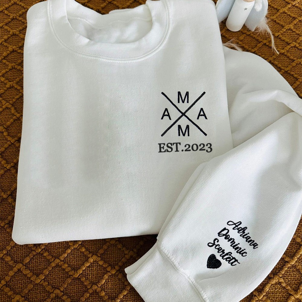 Personalisiertes MAMA Besticktes Sweatshirt Hoodie mit Namen Familiengeschenk für neue Mama Geburtstagsgeschenk für Mama Oma Einzigartige Muttertagsgeschenkideen