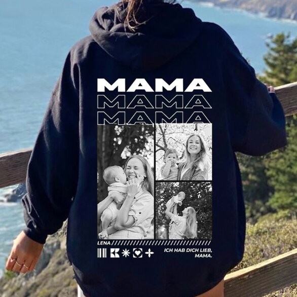 Personalisiertes Mama-Foto-Sweatshirt mit Namen, einzigartiges Familiengeschenk für Mama, Muttertagsgeschenk