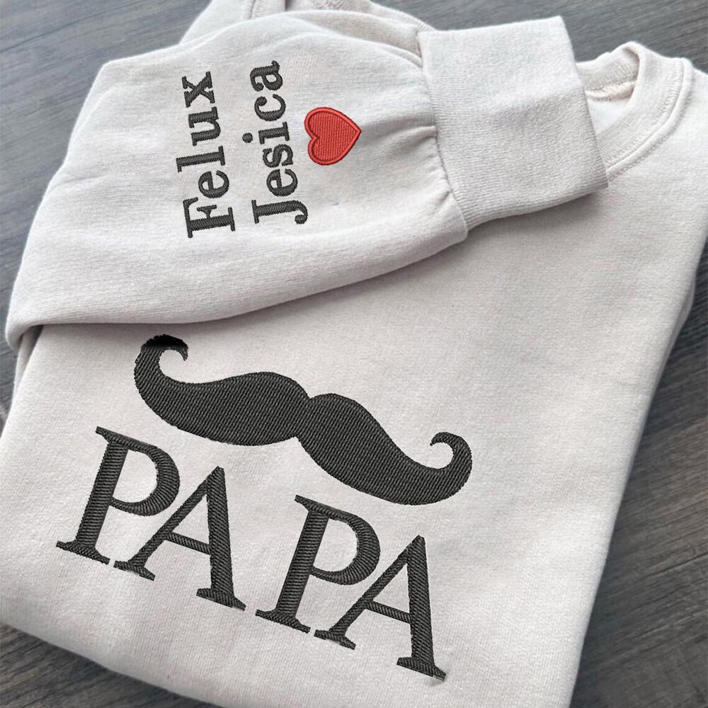 Personalisierter Papa Bart Bestickter Sweatshirt Hoodie Geschenk für Papa Vatertag Geschenkideen vorbereiten