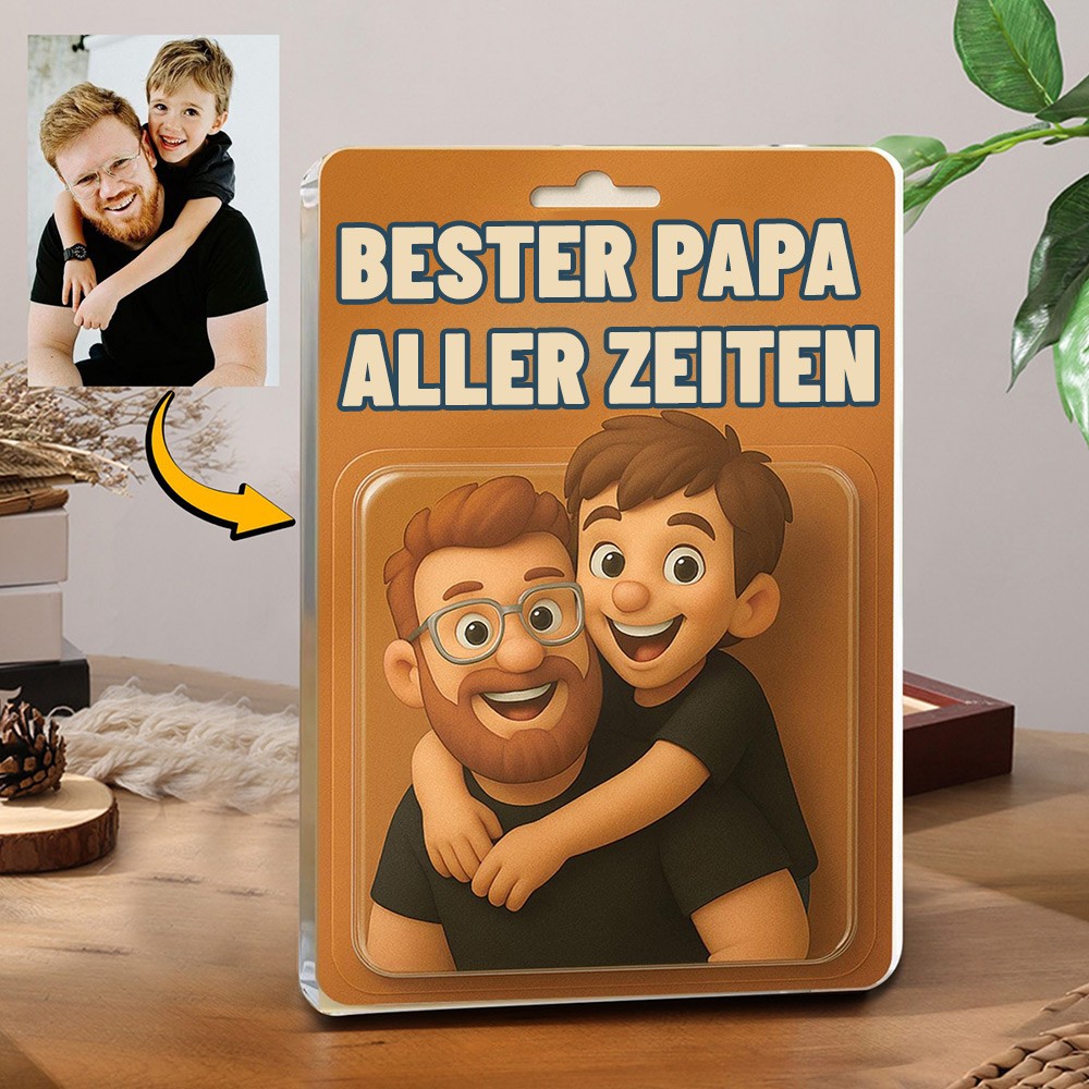 Das beste Papa-Brett mit personalisiertem Foto, Activity-Figur für Papa und Kind, Acrylbaustein, einzigartiges Geschenk für Papa, Geschenk zum Vatertag