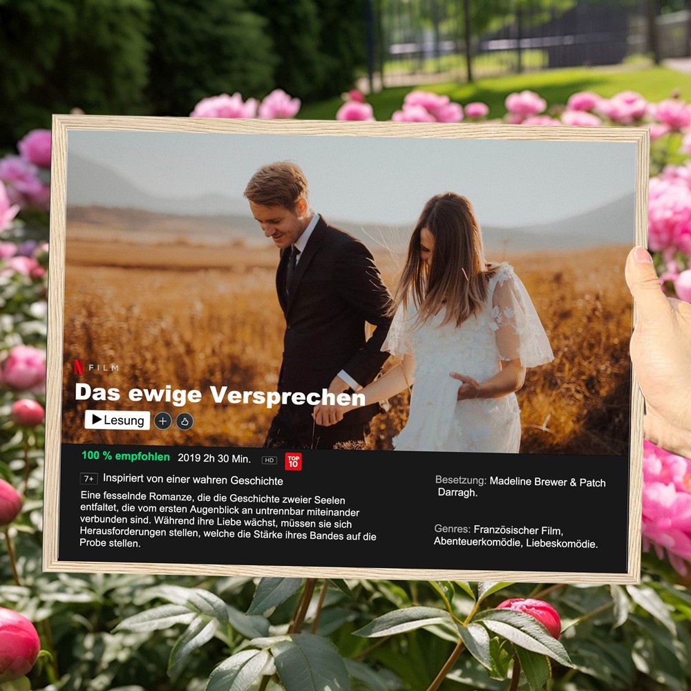 Personalisierter Fotodruck Netflix Filmposter Personalisierter Posterrahmen für Paare, Valentinstagsgeschenk, Jahrestagsgeschenk Einzigartiges Hochzeitsgeschenk für Sie