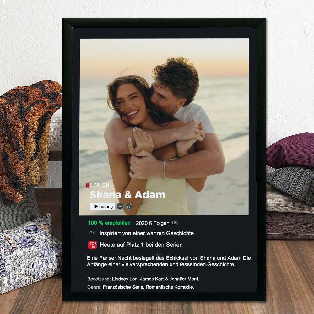 Personalisiertes Paar Foto Netflix Filmposter, Personalisiertes Filmposter Geschenk für Freund, Wanddekoration, Schlafzimmer Wandkunst Dekor, Valentinstag Geschenk