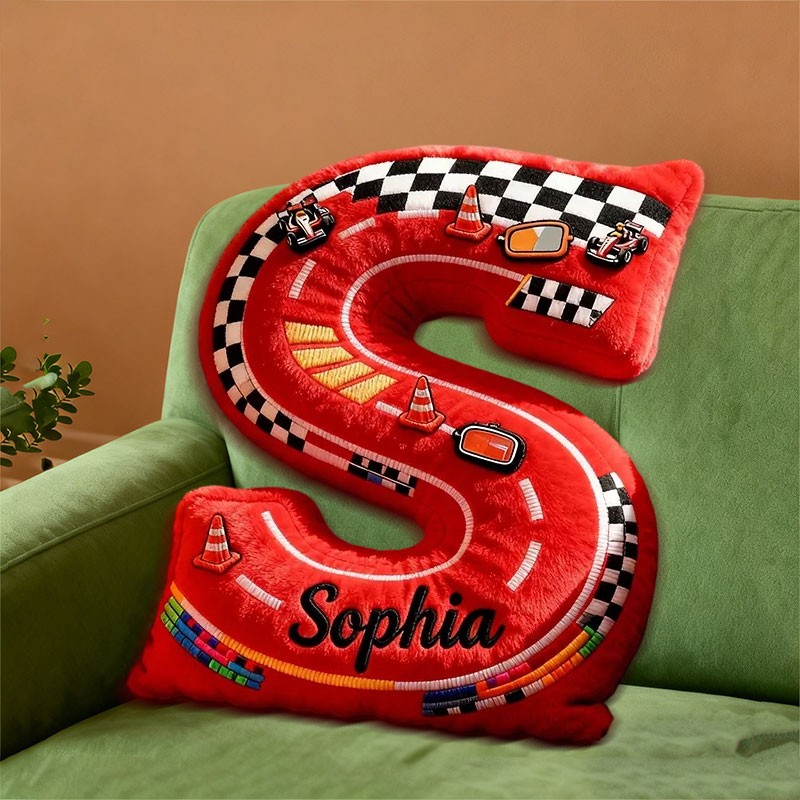 Personalisiertes Rennsport-Buchstabenkissen mit individuellem Namen – Geschenk für Motorsportfans – Weihnachtsgeschenk für Rennsportbegeisterte