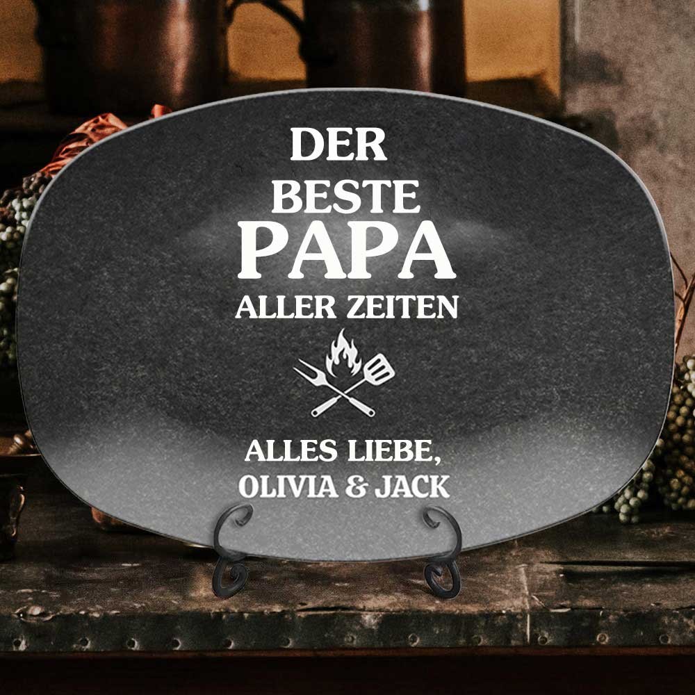 Personalisierter Grillteller für Papa, Grillplatte mit Namen, individuelle Familienküchengeschenke für Papa, einzigartige Geschenkideen zum Vatertag