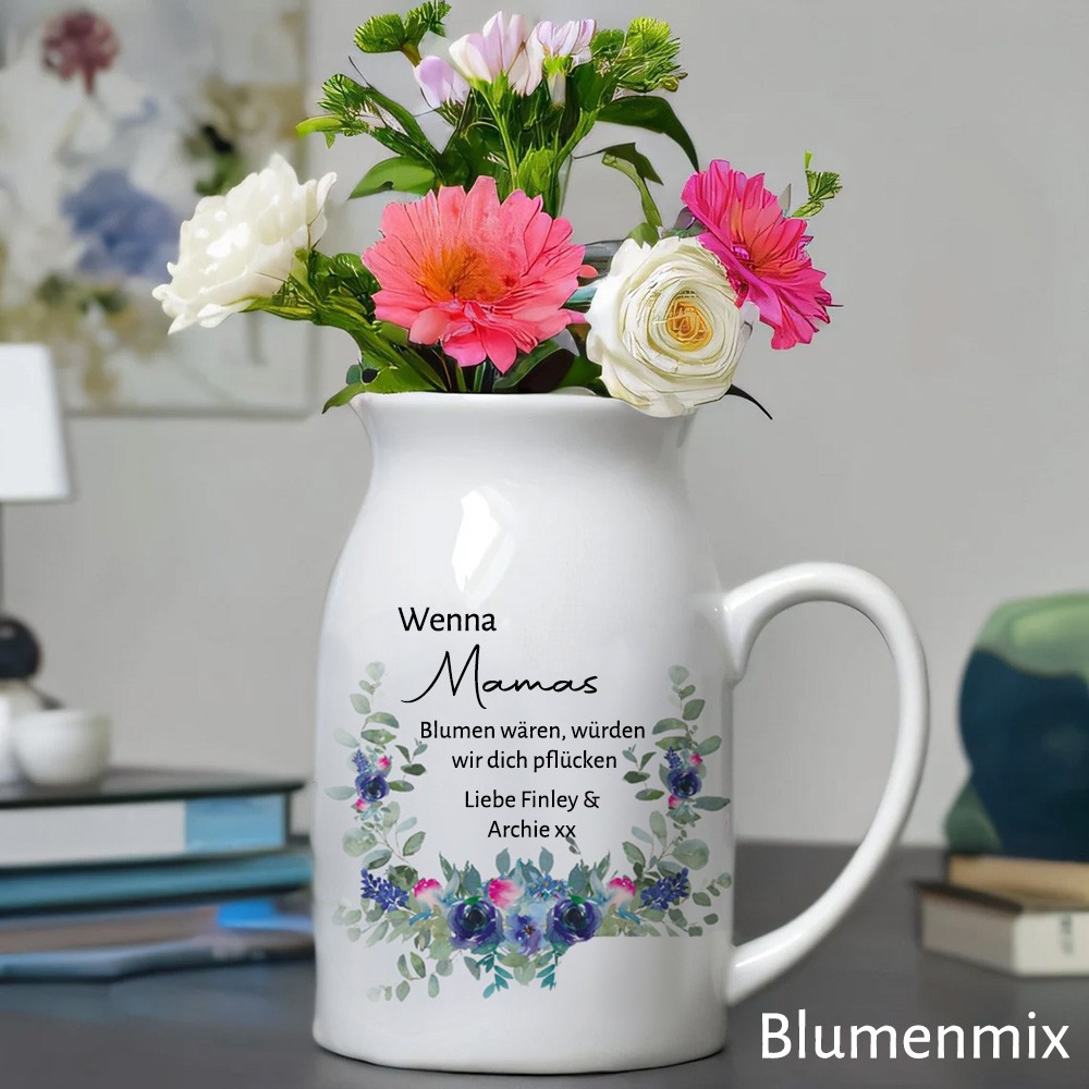 Personalisierter Mamas Garten mit Geburtsblumen-Druck, Familienvase für den Innenbereich mit den Namen der Kinder, Geburtstagsgeschenk für Mama und Oma, einzigartige Geschenkideen zum Muttertag, Babyparty-Geschenke