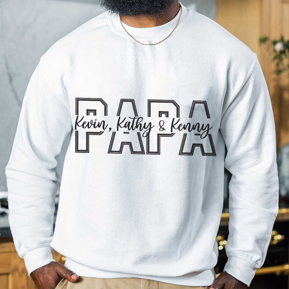 Personalisierter Papa mit Kindernamen besticktes Sweatshirt T-Shirt Hoodie Einzigartige Geschenkideen zum Vatertag