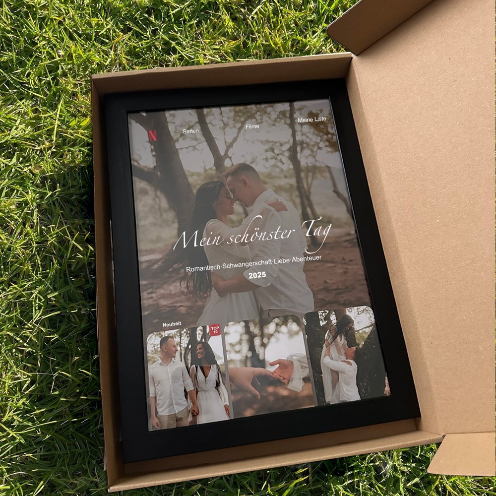 Personalisiertes Paar Foto Kunstdruck Poster, mit Holzrahmen, Wohndekor Geschenk für Seelenverwandte, Valentinstag Geschenk Einzigartiges Jubiläumsgeschenk für Sie