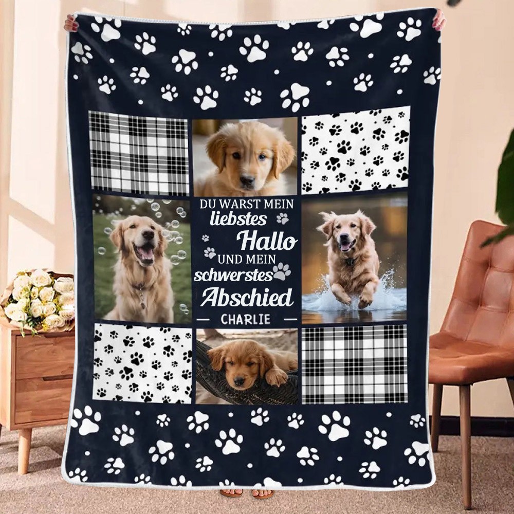 Personalisierte Haustierfotodecke – Trauergeschenk für Tierliebhaber – Erinnerungsgeschenk für Hundefreunde – Weihnachtsgeschenk