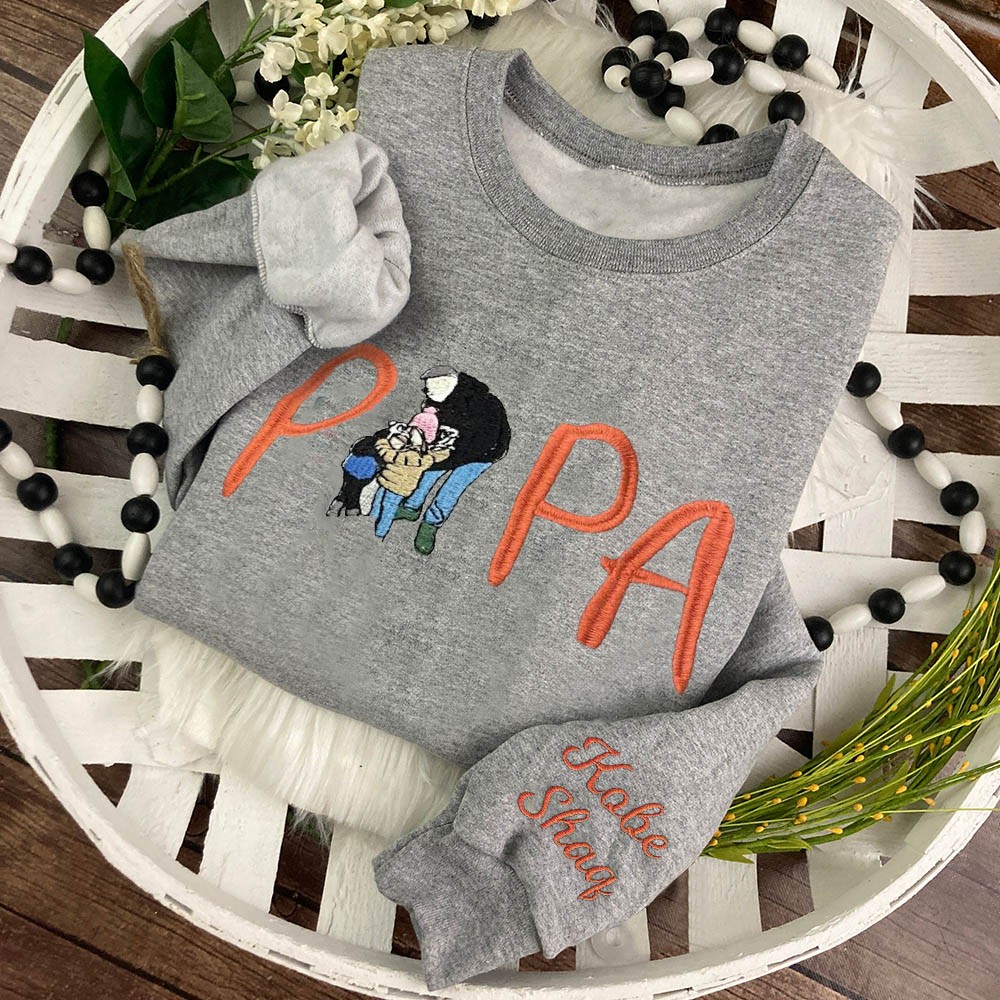 Benutzerdefinierte Papa Foto bestickt Sweatshirt Hoodie einzigartiges Geschenk für Mama Papa Geburtstag Geschenk-Ideen