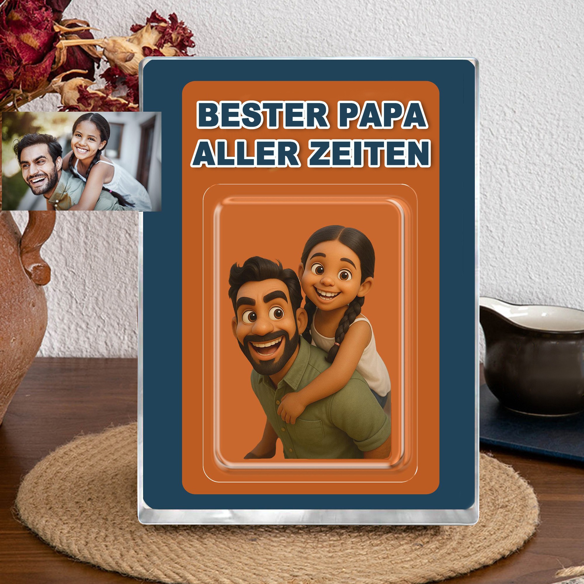 Das beste Papa-Brett mit personalisiertem Foto, Aktivitätsfigur für Papa und Kind, Acrylblock, einzigartiges Geschenk für Papa, Geschenk zum Vatertag