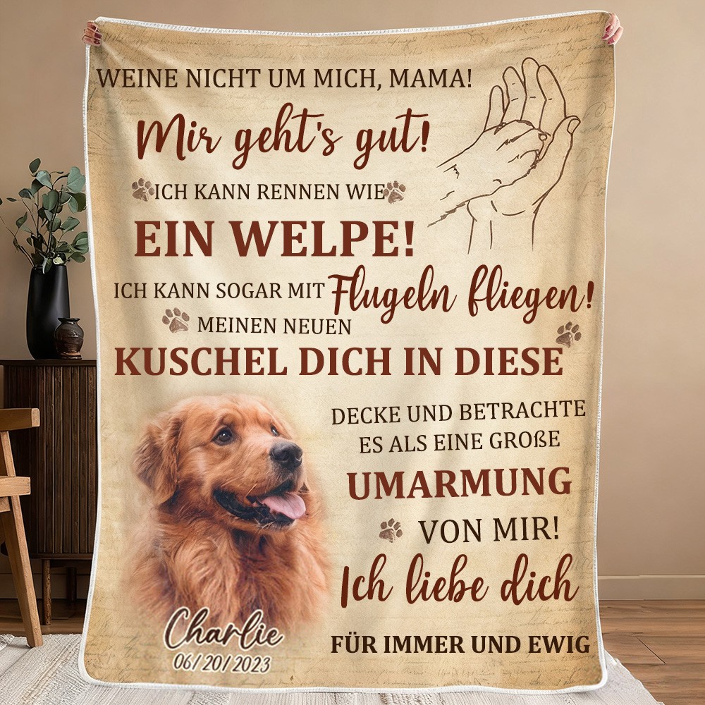 Personalisierte Gedenkdecke mit Hundefoto – Trauergeschenk für Tierliebhaber – Weihnachtsgeschenk für Hundeliebhaber