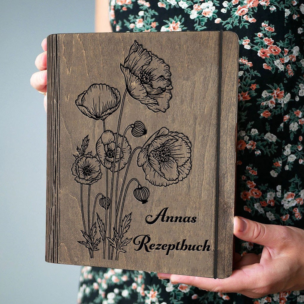 Individuelles Holz-Rezeptbuch für Familien – Kochgeschenke für Frauen – Weihnachtsgeschenke für Mama