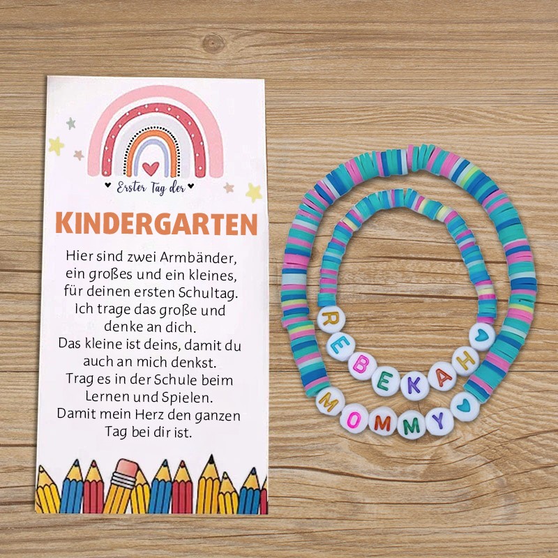 Erster Tag im Kindergarten – Mama und ich – passendes Herzarmband – Geschenke für Kinder zum Schulanfang