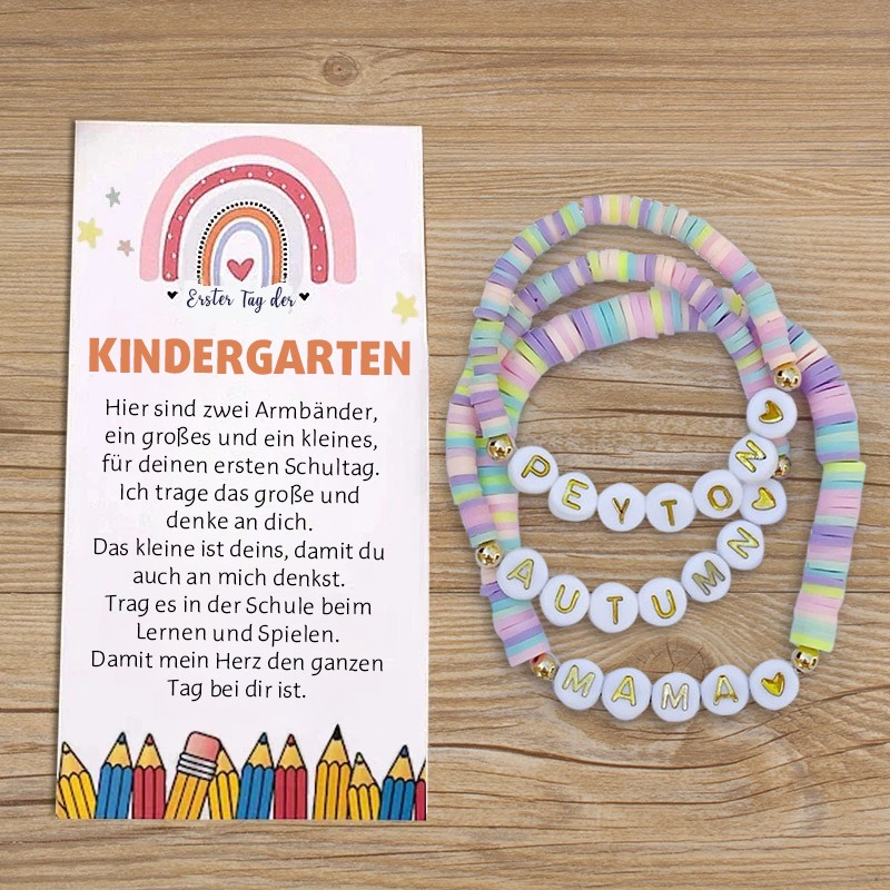 Erster Tag im Kindergarten – Mama und ich – passendes Herzarmband – Geschenke für Kinder zum Schulanfang